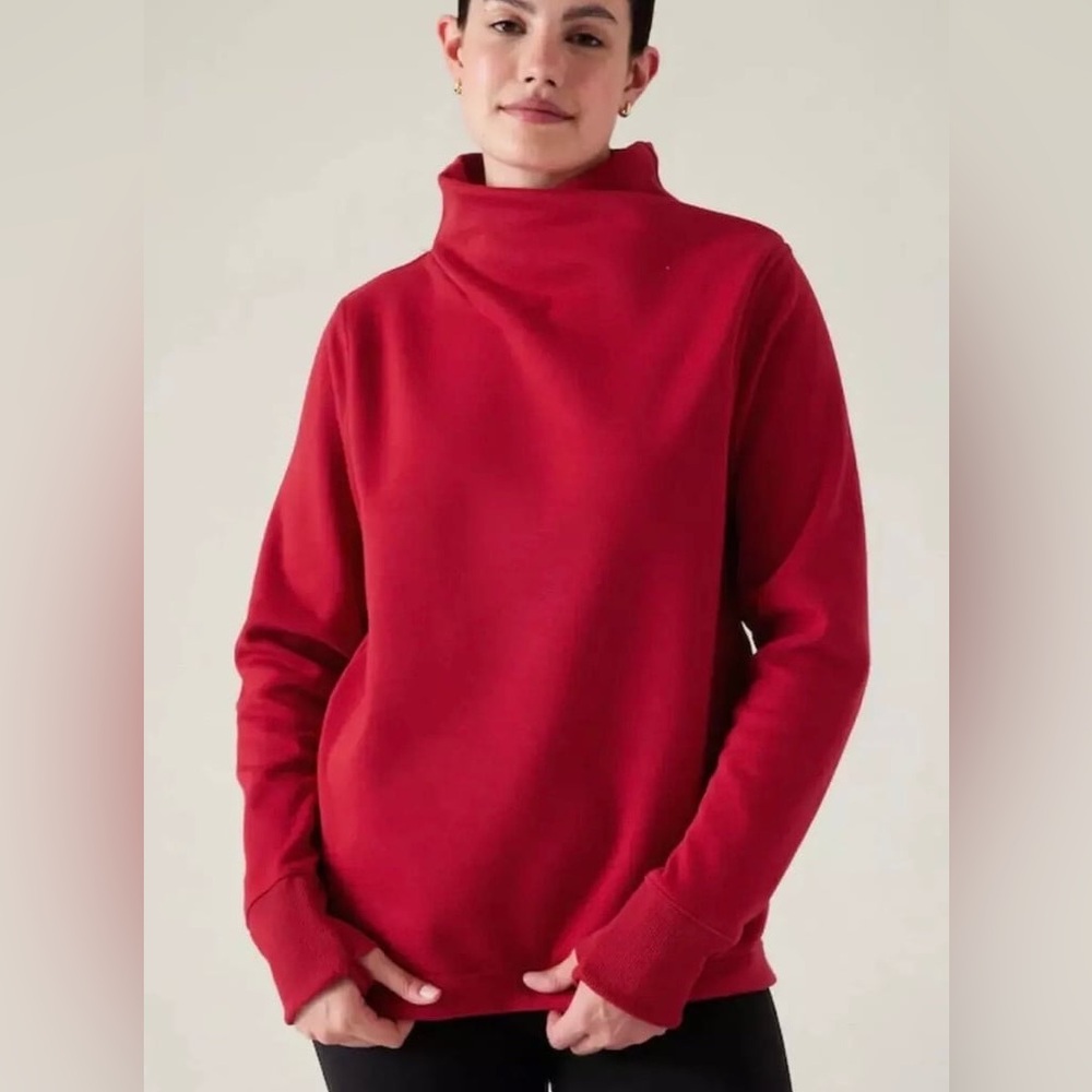 Athleta Cozy Karma Twist Neck Sweatshirt - Red, size medium